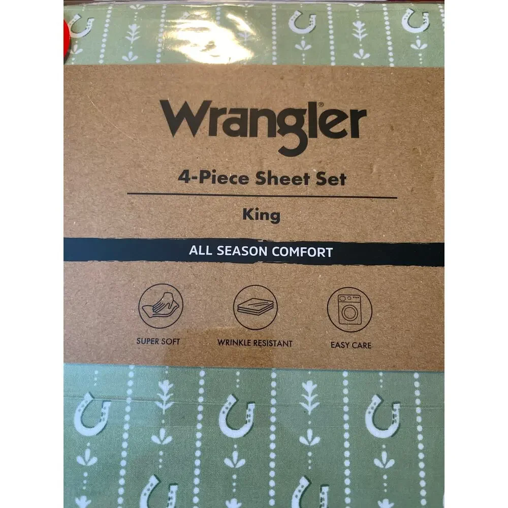 Wrangler Stables Stripe Green 4 pc King Sheet Set